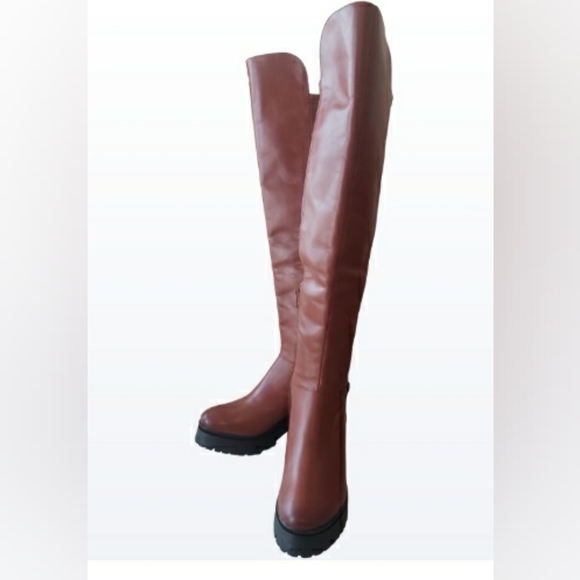 GB ReVolve OTK Chunky Redwood LUGG Block Sole Over the Knee high BOOTS - Picture 2 of 10